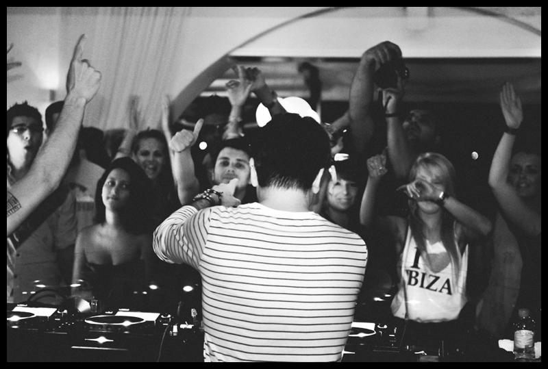 DJ Paul Oakenfold palying a live set at Club Savannah in San Antonio Ibiza