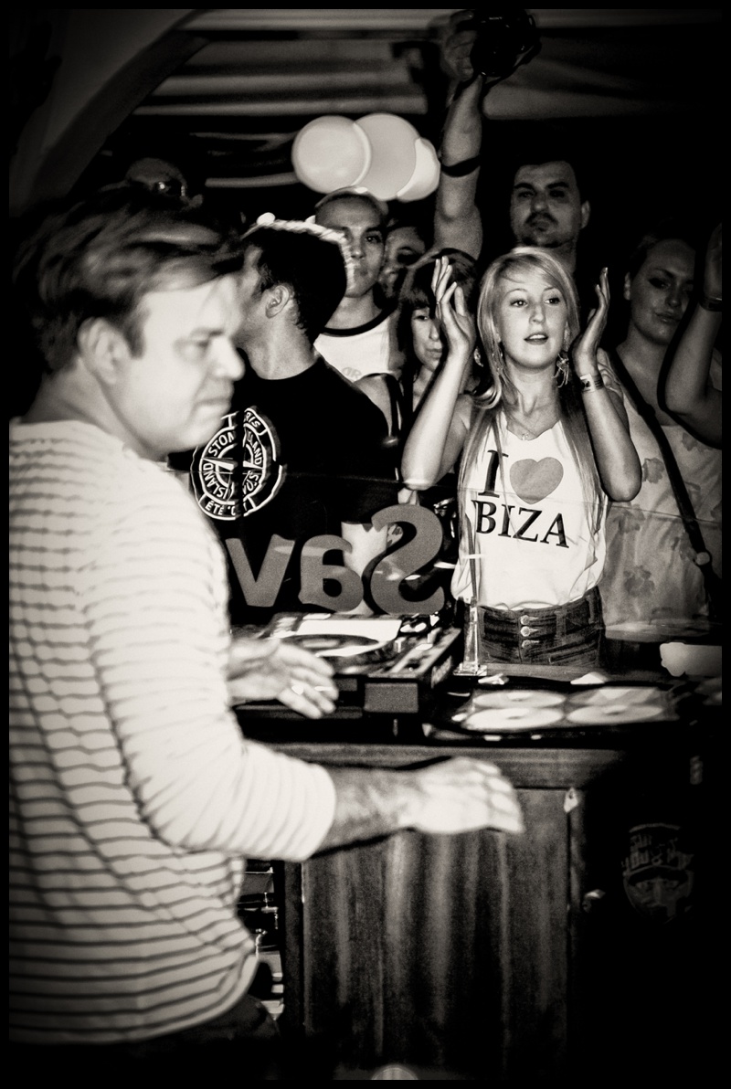 Crowd watching DJ Paul Oakenfold in Ibiza